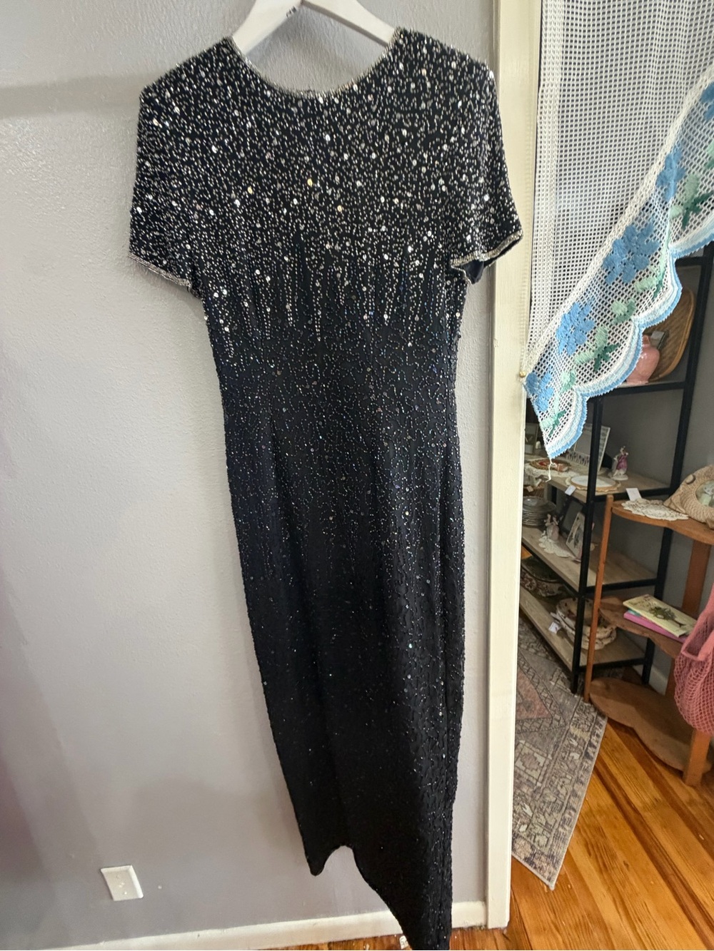 Stenay Black Dress with Silver Bead & Sequin Trim